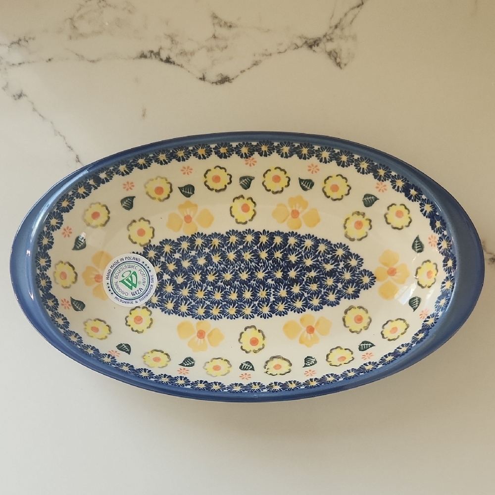 Polish Pottery Floral Oval Dish